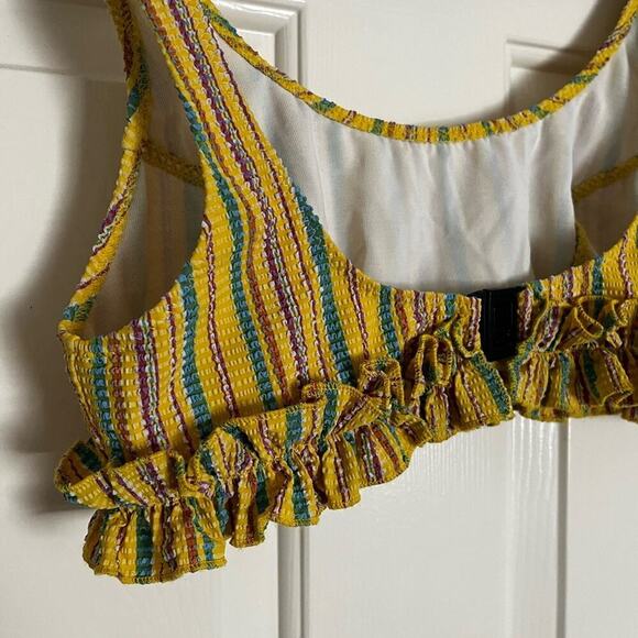 Lisa Marie Fernandez Striped Seersucker Tank Bathing Suit Swim Top Yellow 4 - Picture 4 of 8